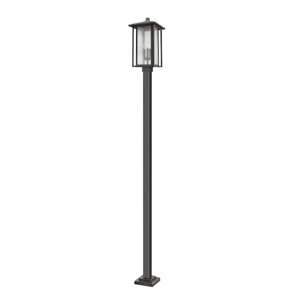 Aspen 3 Light Outdoor Post Mounted Fixture, Oil Rubbed Bronze And Clear Seedy